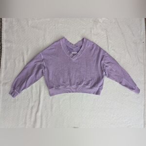 Aerie Lavender V-Neck Cropped Sweatshirt